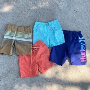 Bundle of 4 pairs boys swim shorts. Hurley, Cat & Jack, Art Class